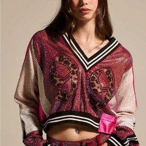 AKIRA ONLY THE COOLEST RHINESTONE JERSEY SWEATSHIRT